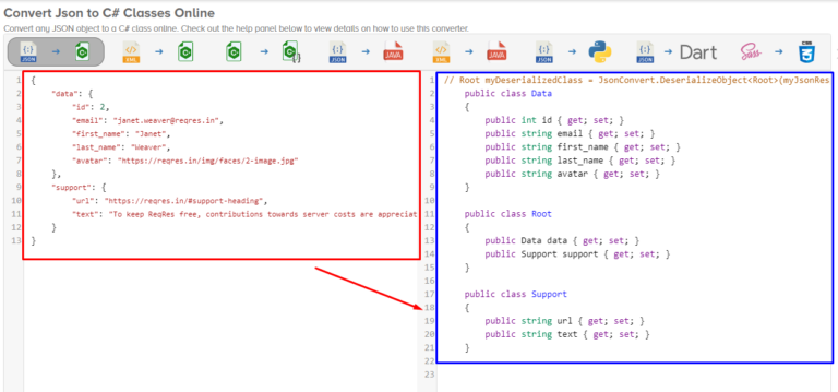 Convert Json to C# Classes Online – ArquitecturaIBM Consulting